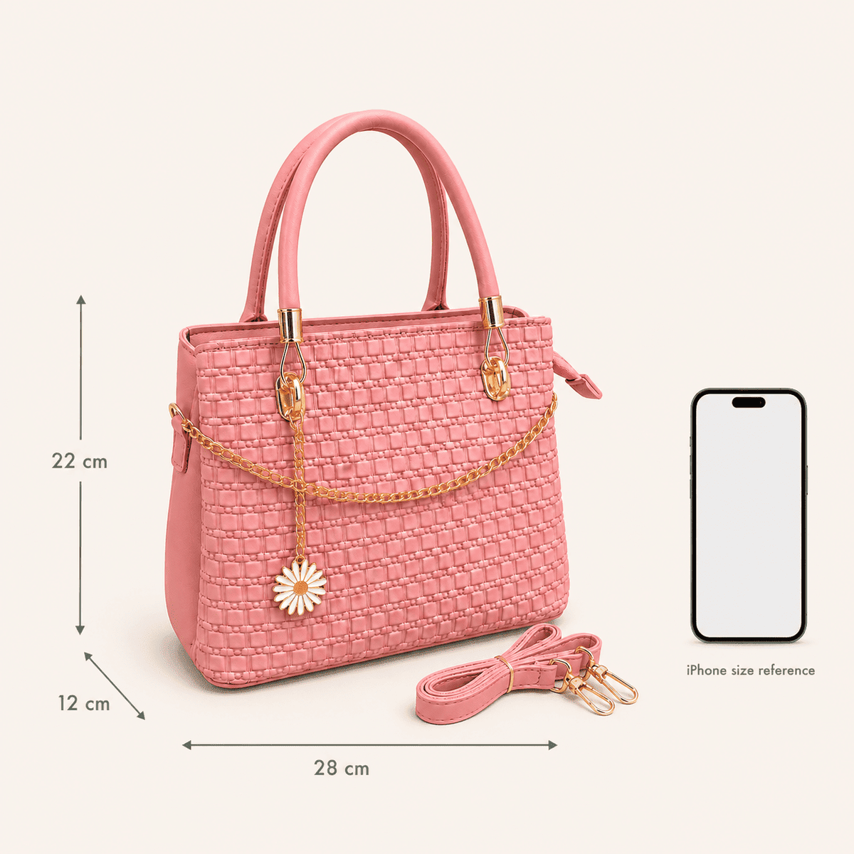 Pink Woven Daisy Handbag - PearMuse