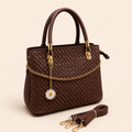 Brown Woven Daisy Handbag