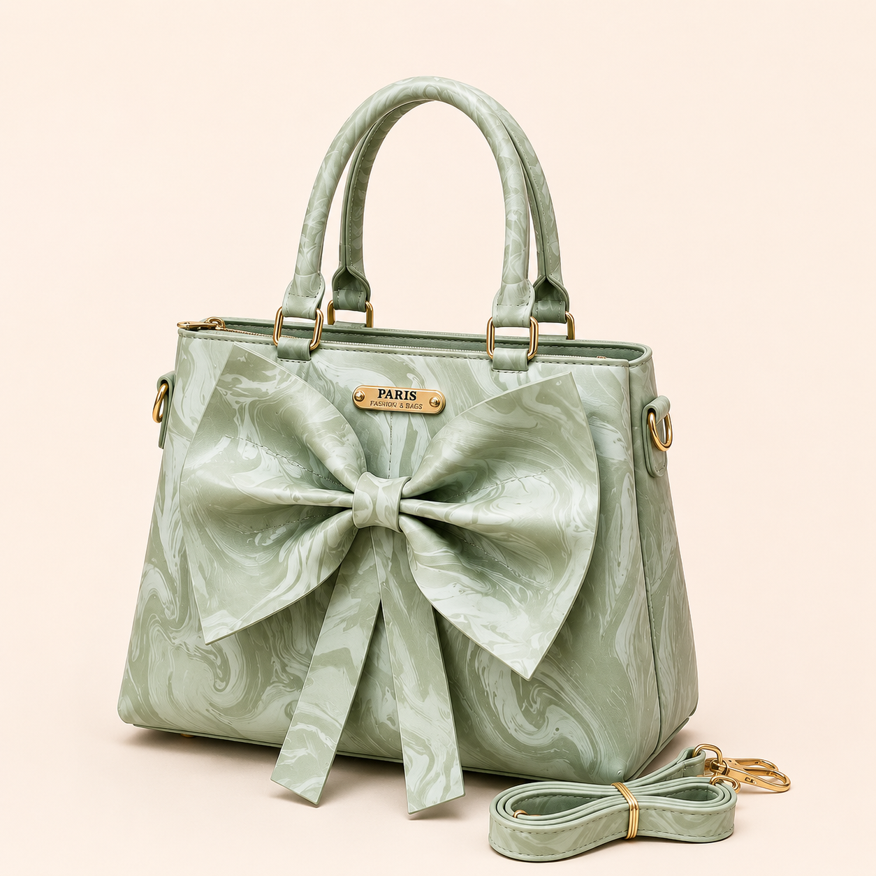 Green Marble Bow Handbag