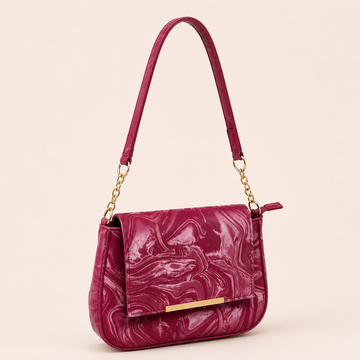 Burgundy Marble Shoulder Bag