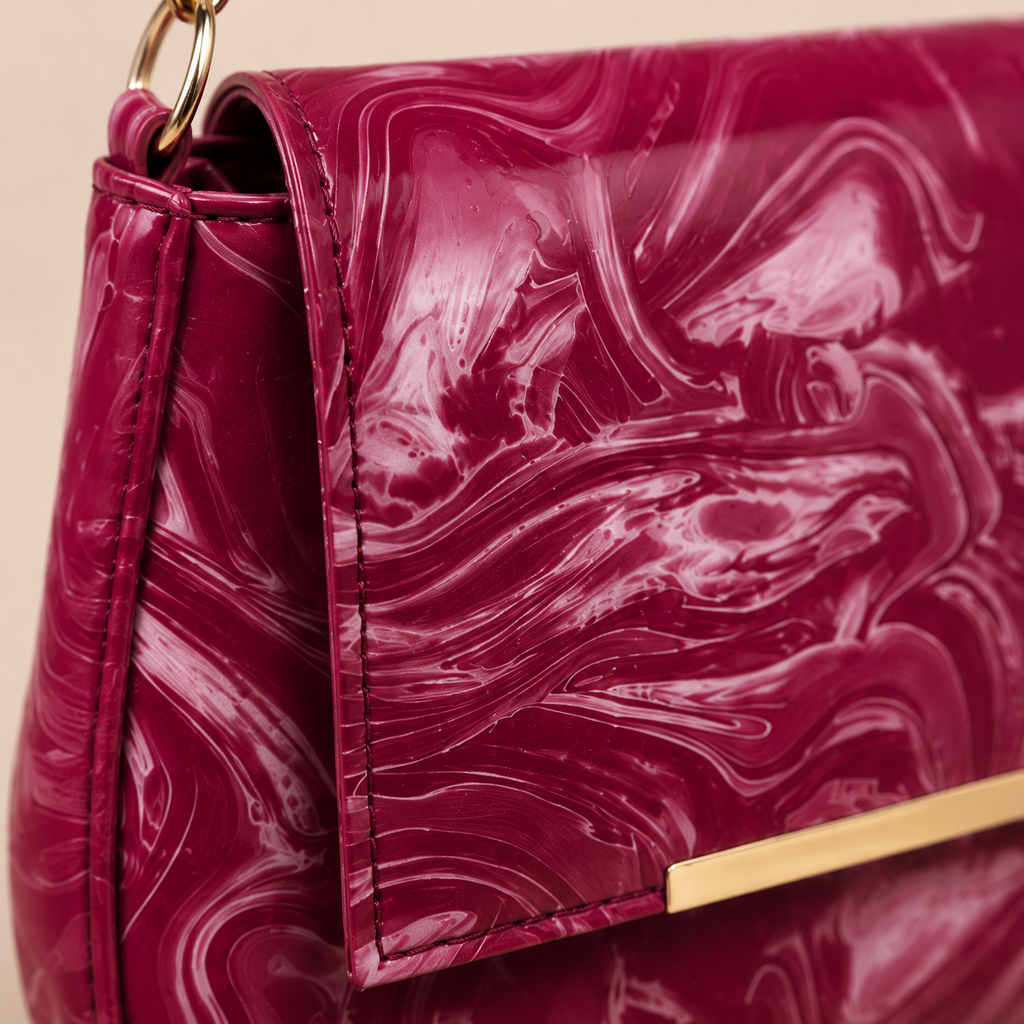 Burgundy Marble Shoulder Bag