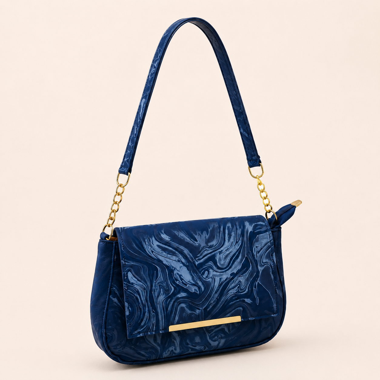 Navy Marble Shoulder Bag