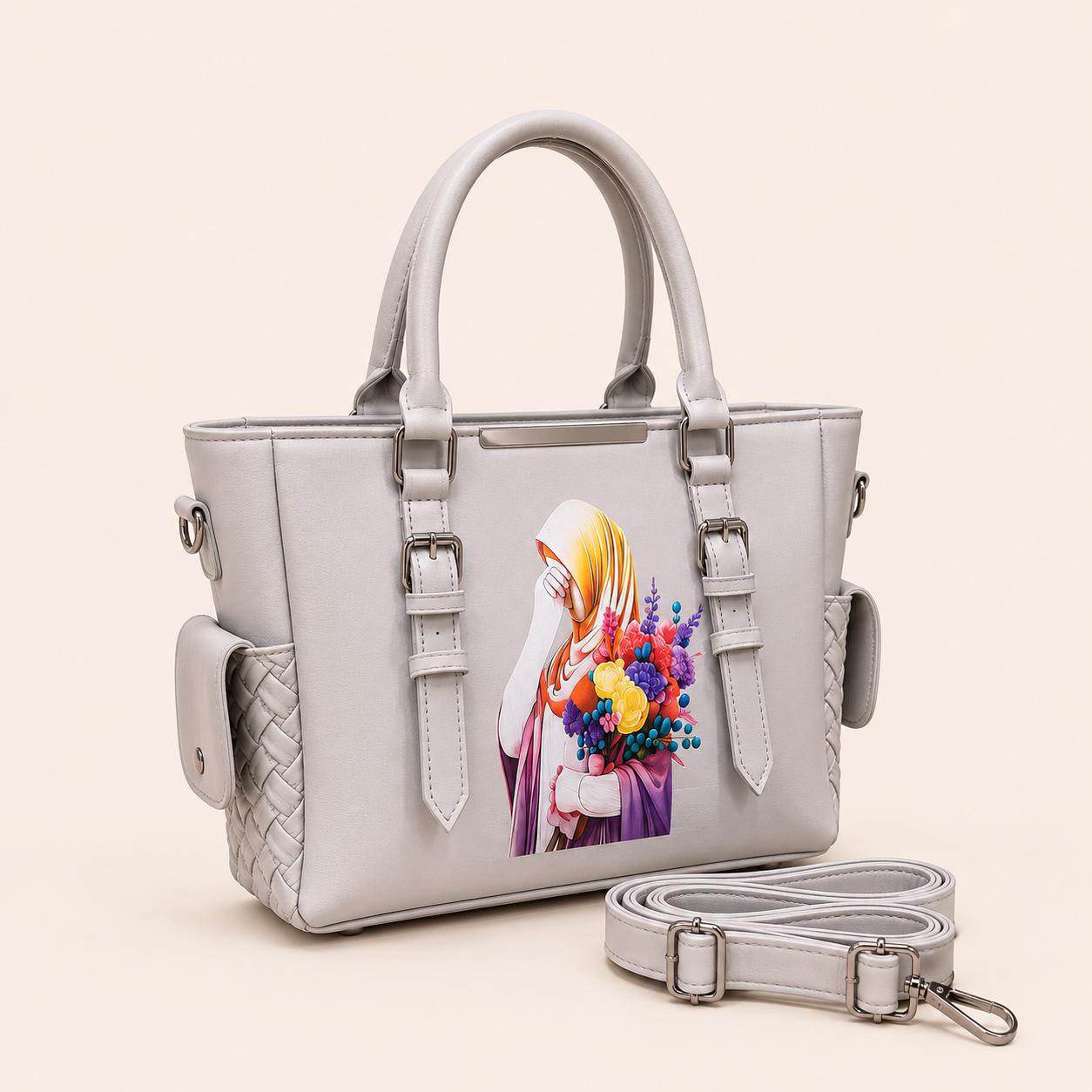 Grey Graphic Tote Bag