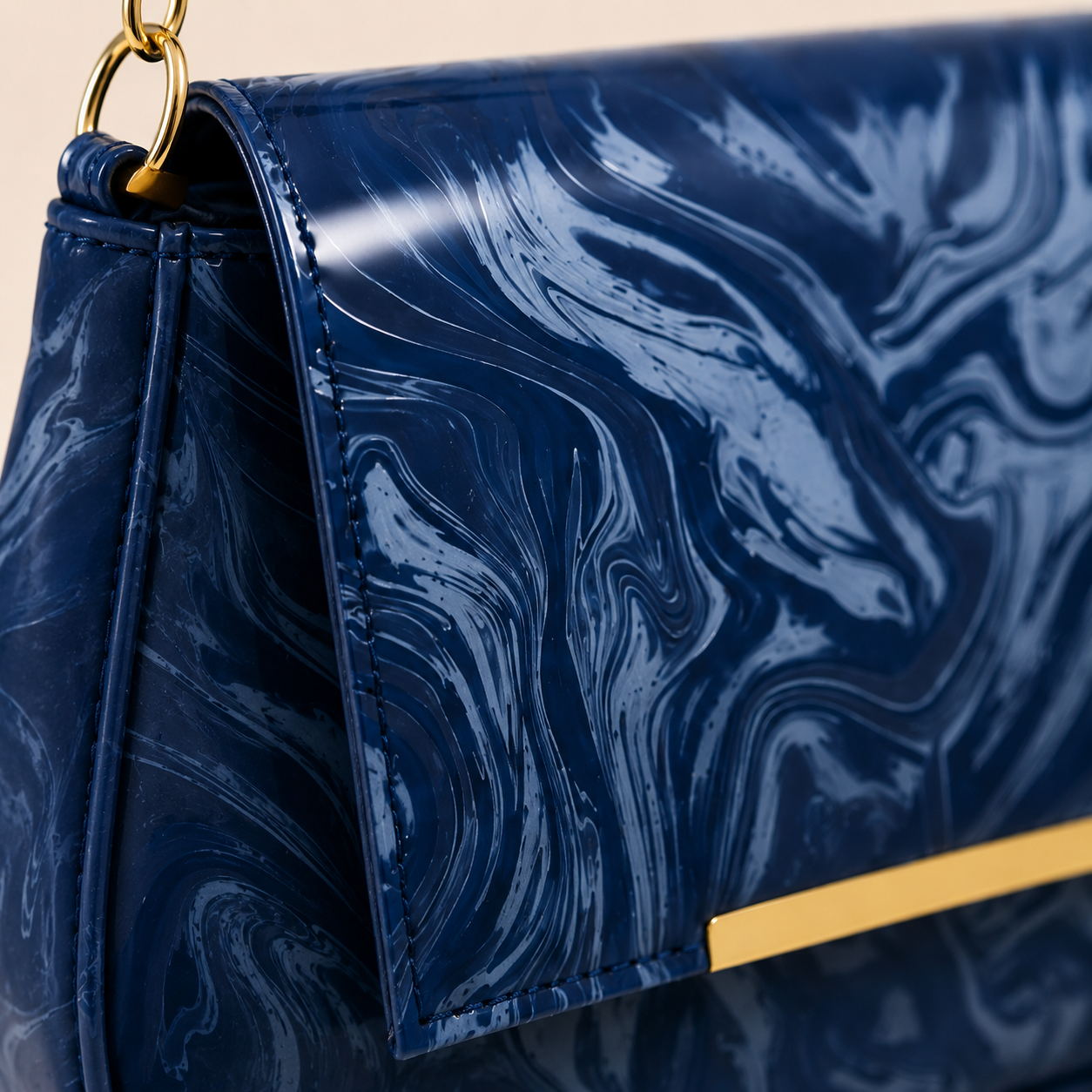 Navy Marble Shoulder Bag