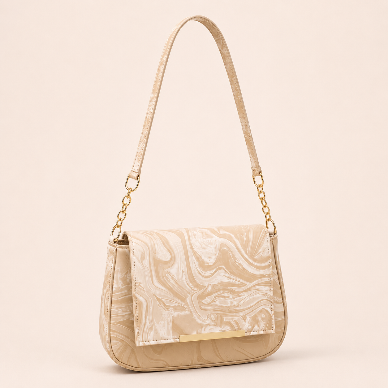 Beige Marble Shoulder Bag
