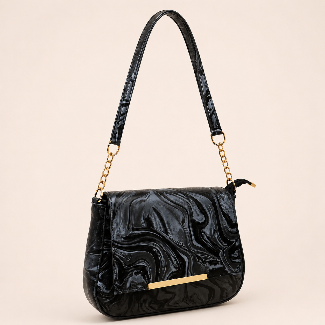 Black Marble Shoulder Bag