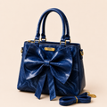 Navy Marble Bow Handbag