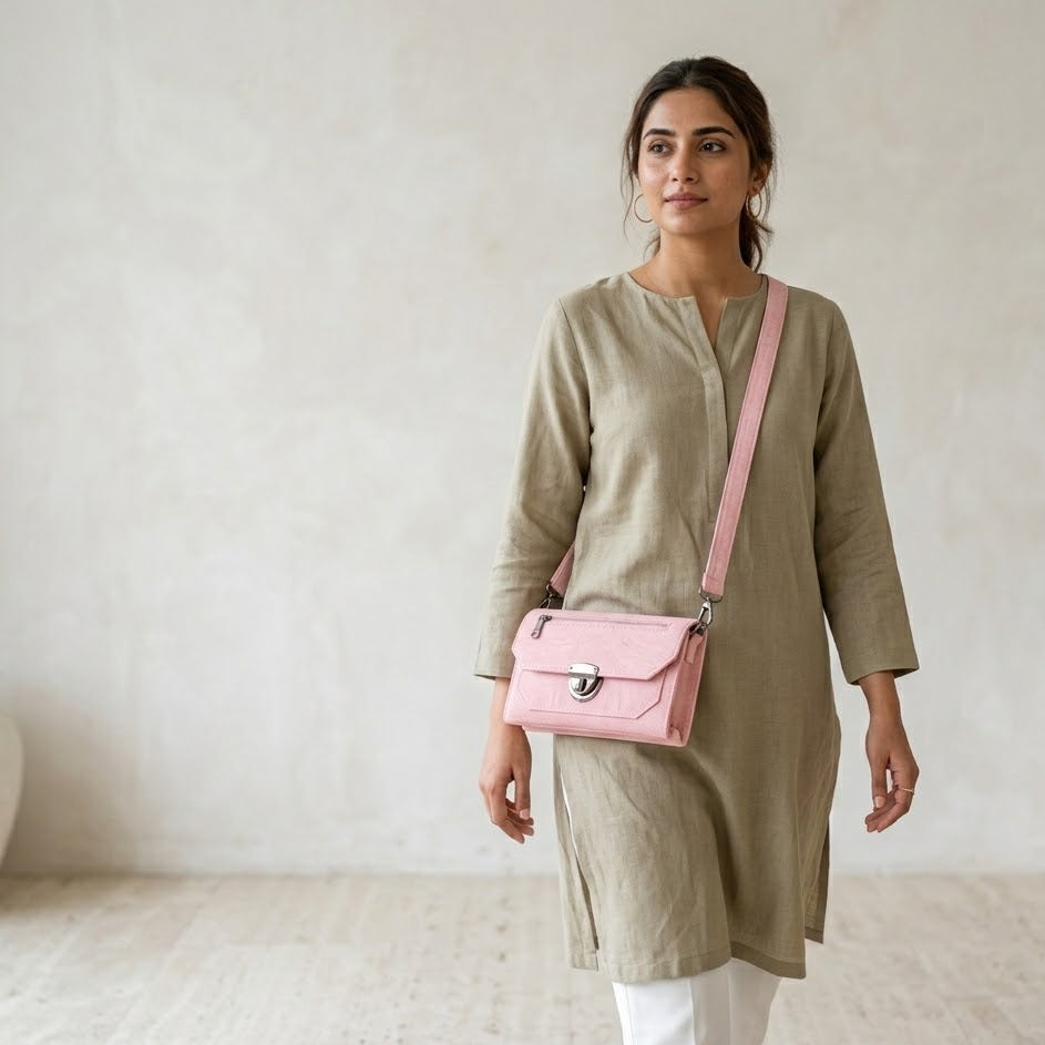 Blush Pink Lock Crossbody