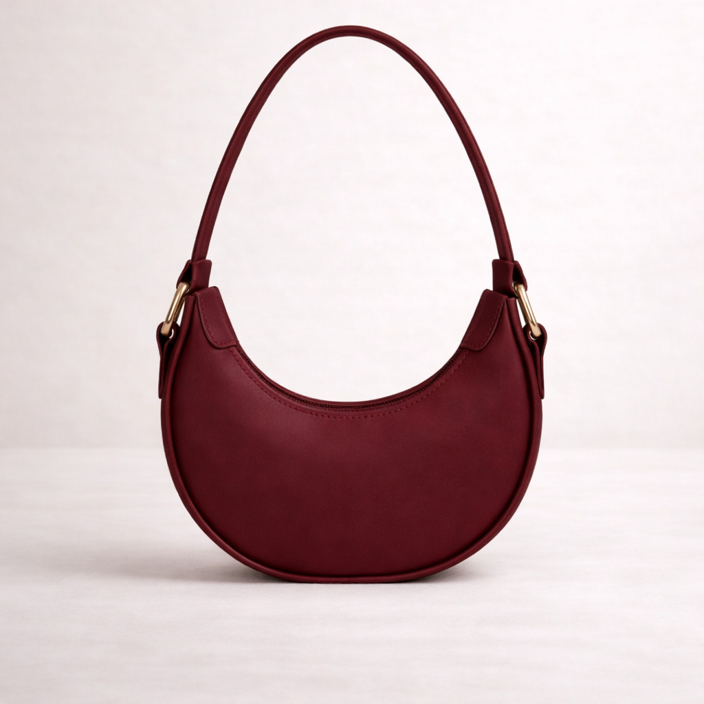 Burgundy Crescent Shoulder Bag