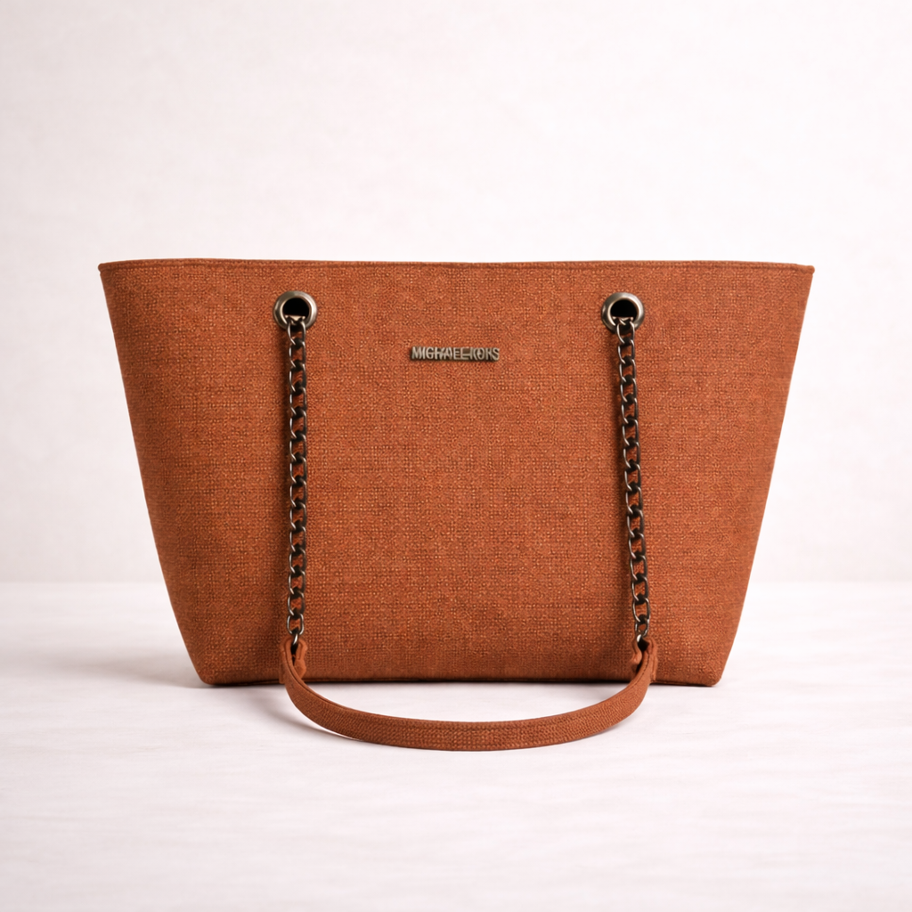 Cognac Brown Chain Tote