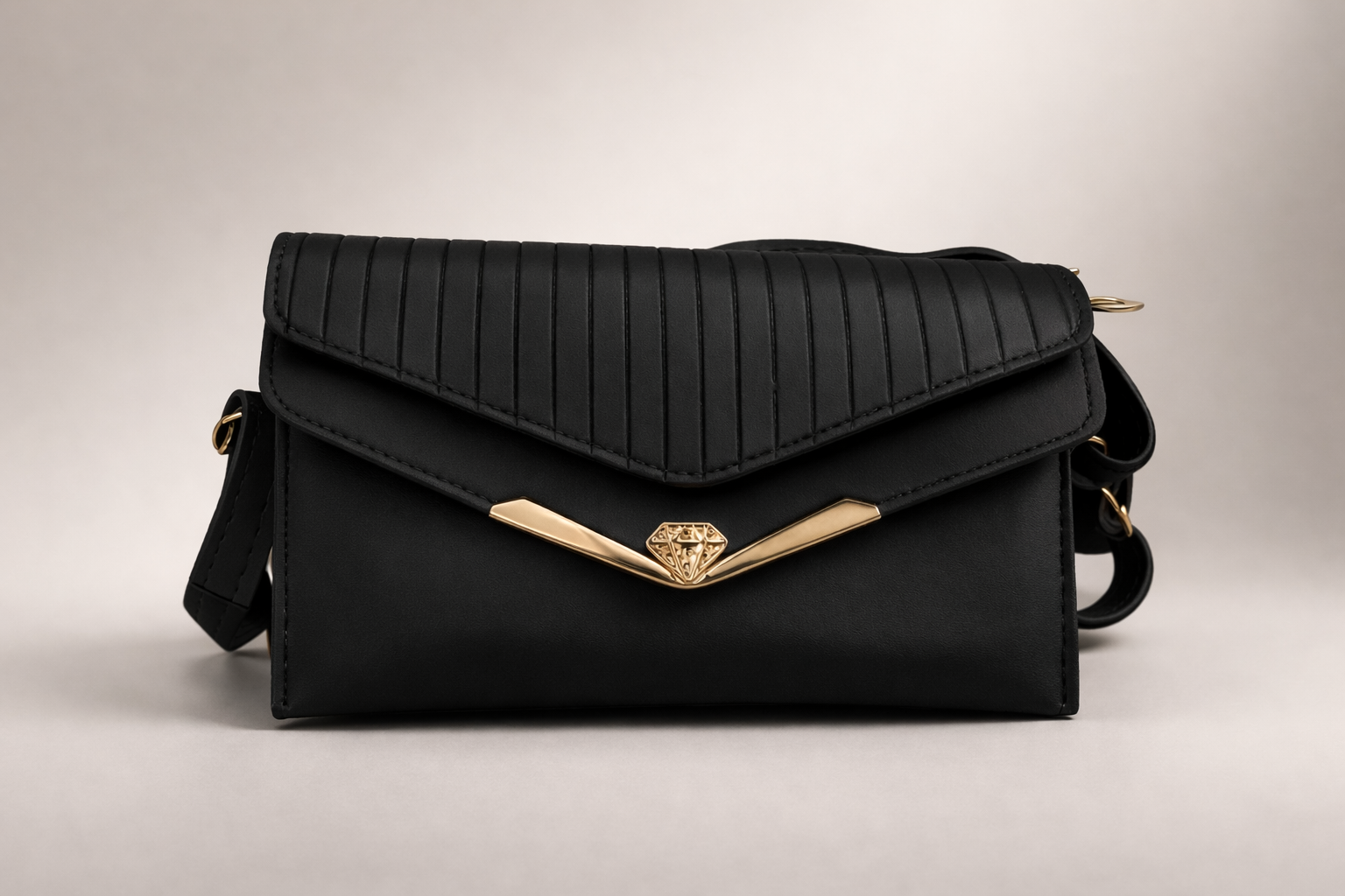 Jet Black Quilted Crossbody