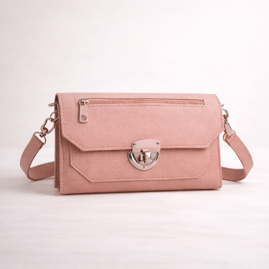 Blush Pink Lock Crossbody