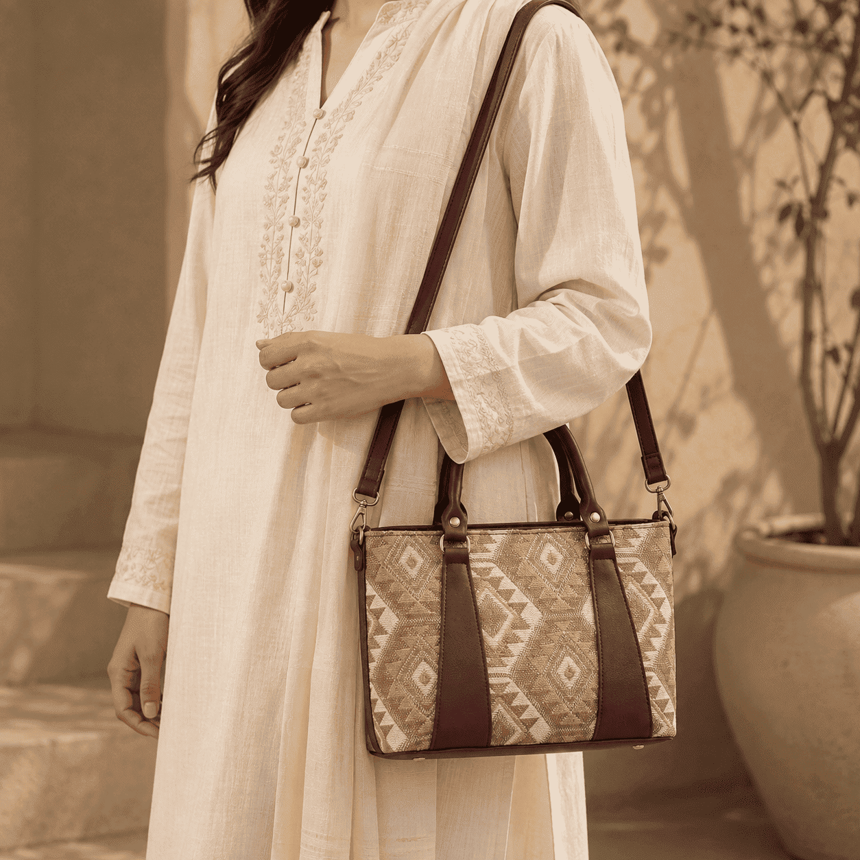 Maroon Aztec Tote