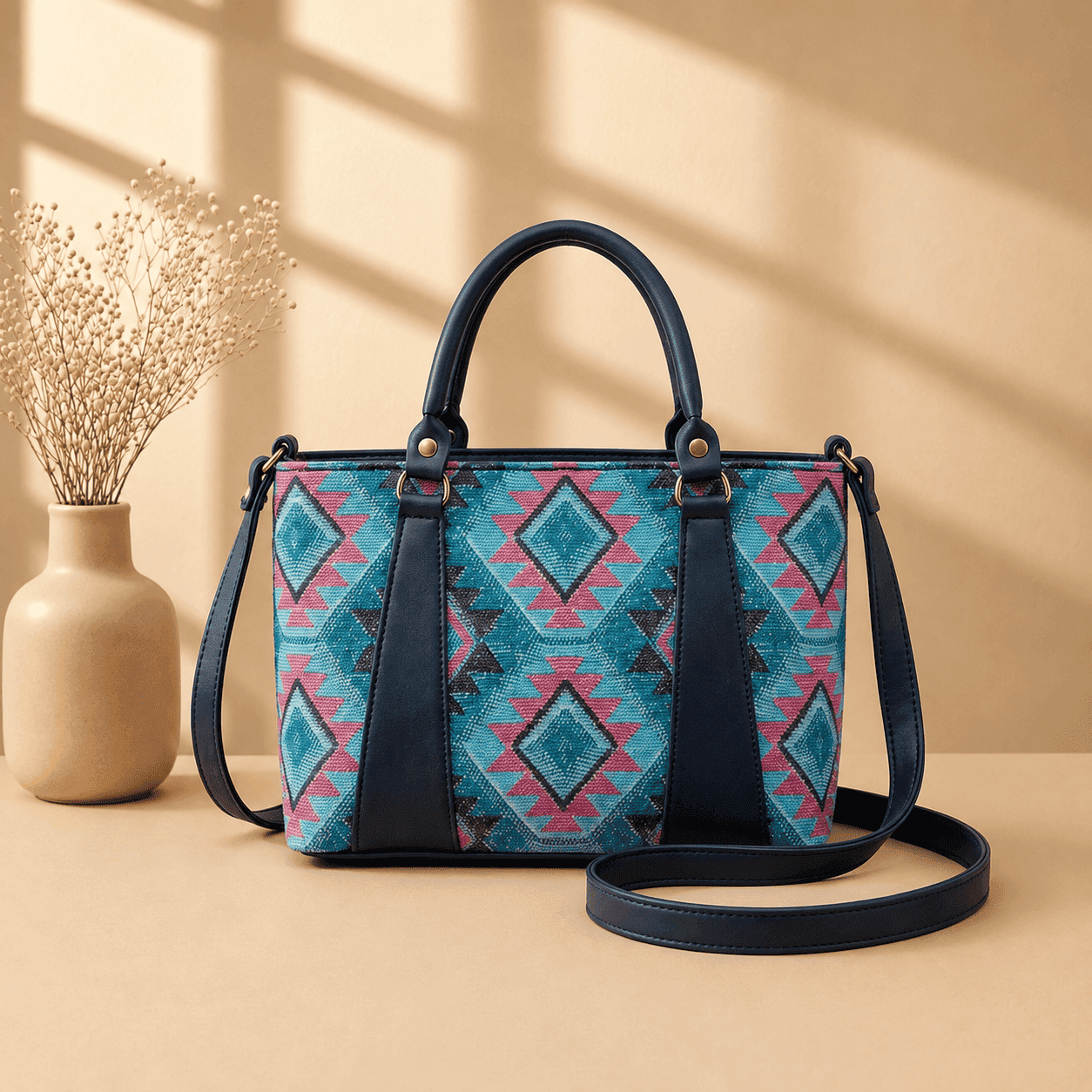 Teal Aztec Tote
