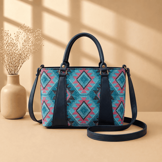 Teal Aztec Tote