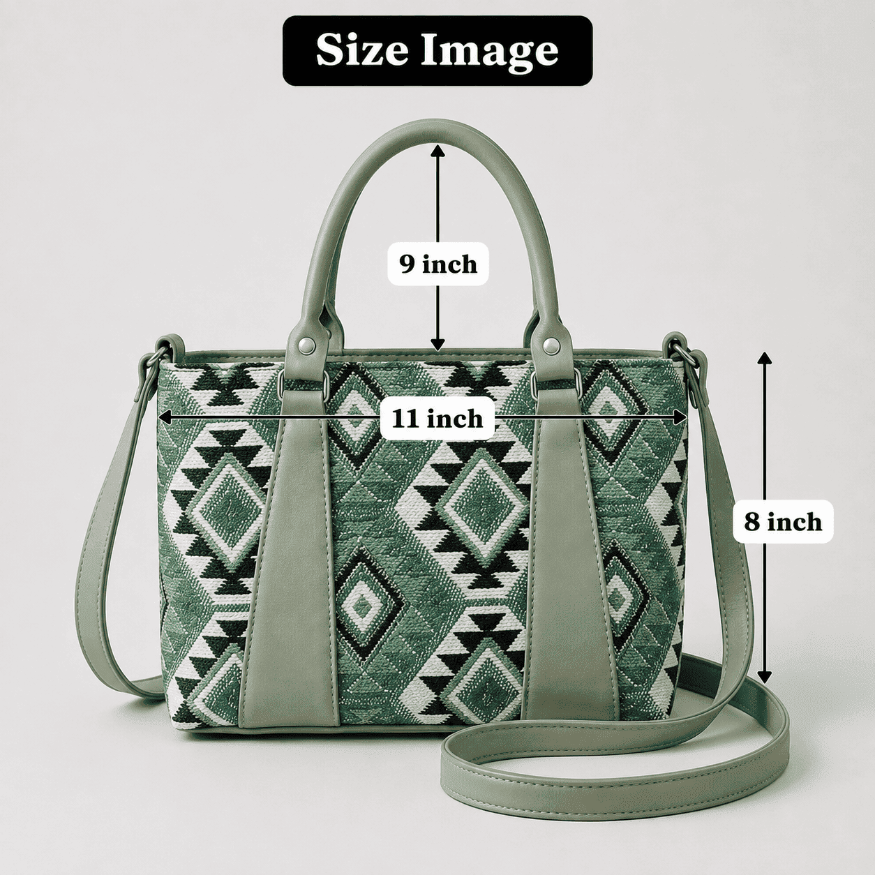 Sage Green Aztec Tote