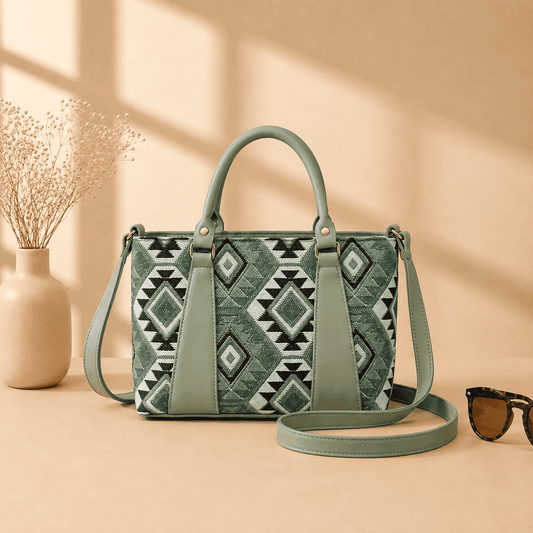 Sage Green Aztec Tote