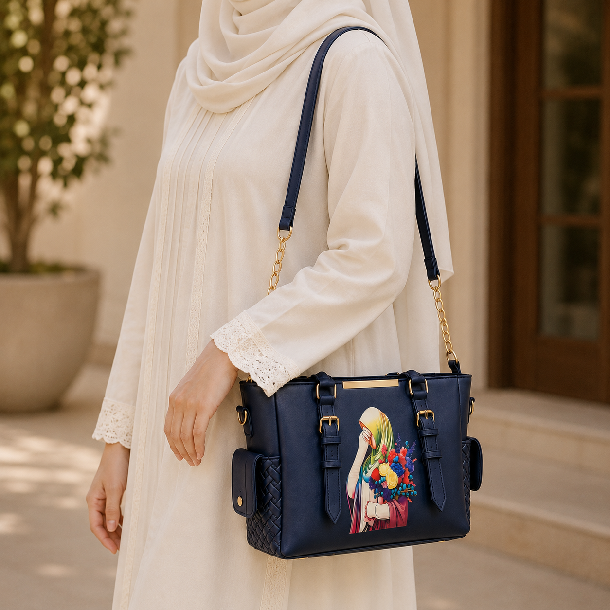 Navy Graphic Tote Bag