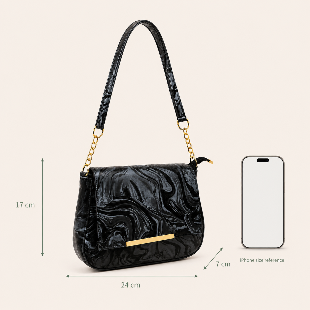 Black Marble Shoulder Bag