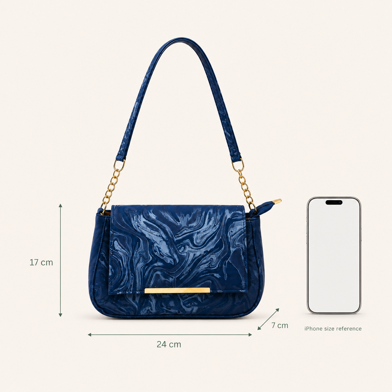 Navy Marble Shoulder Bag