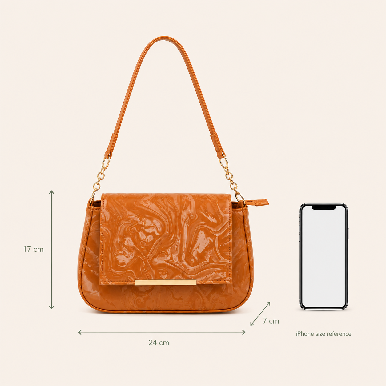Camel Marble Shoulder Bag
