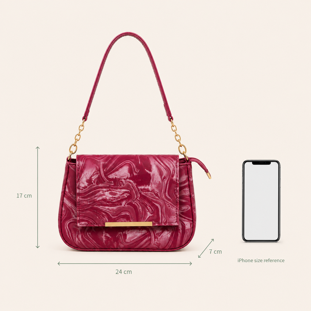 Burgundy Marble Shoulder Bag