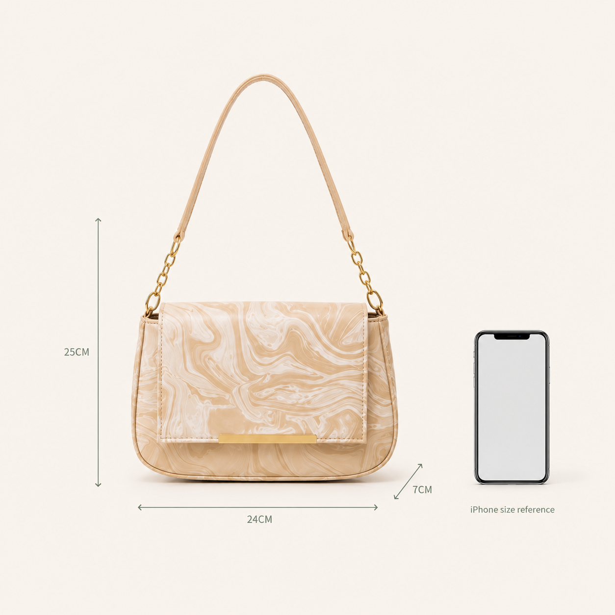 Beige Marble Shoulder Bag