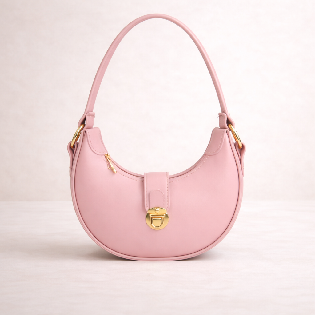 Blush Pink Lock Shoulder Bag