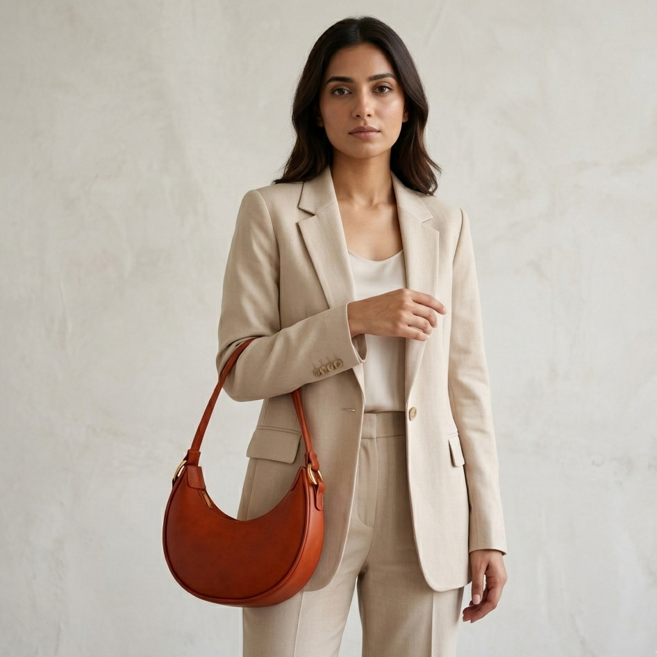 Rust Crescent Shoulder Bag
