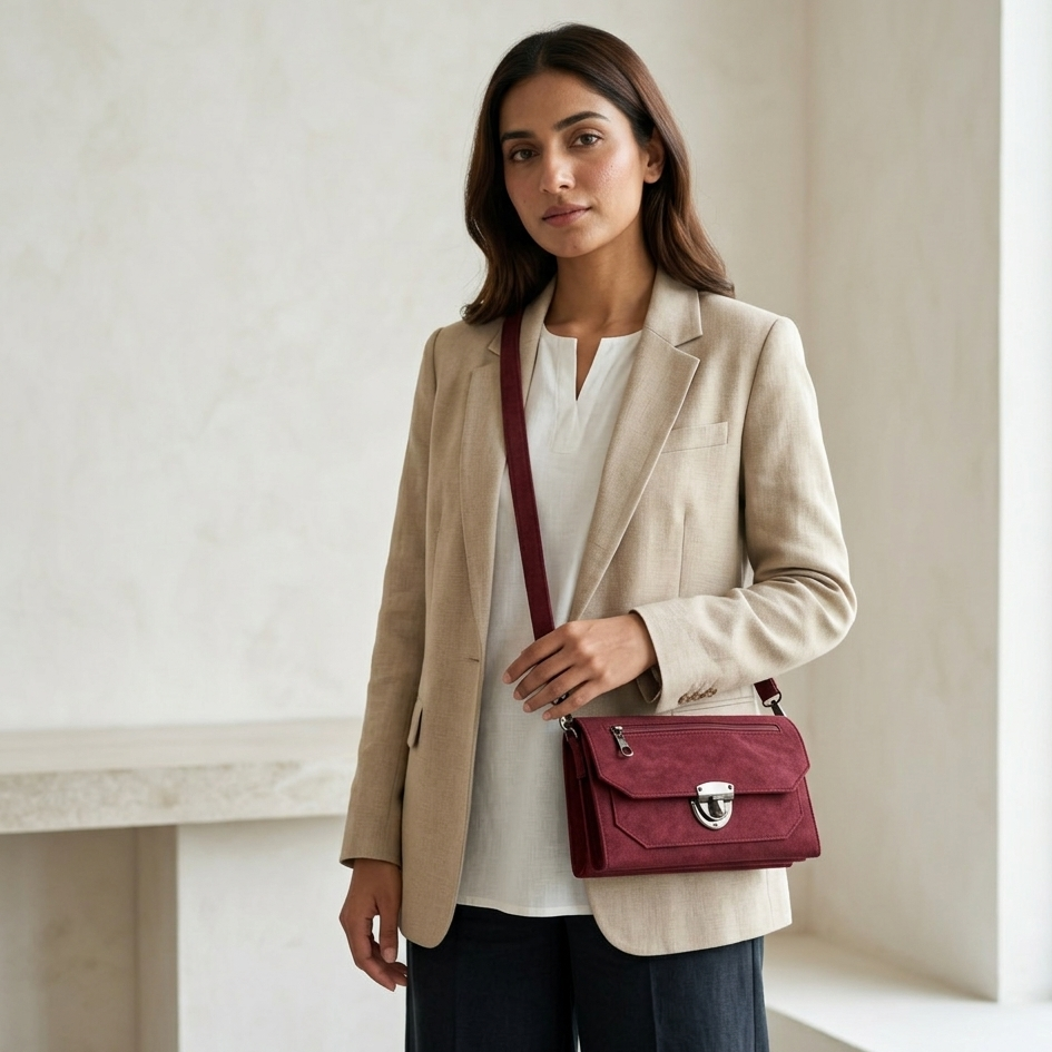 Burgundy Lock Crossbody