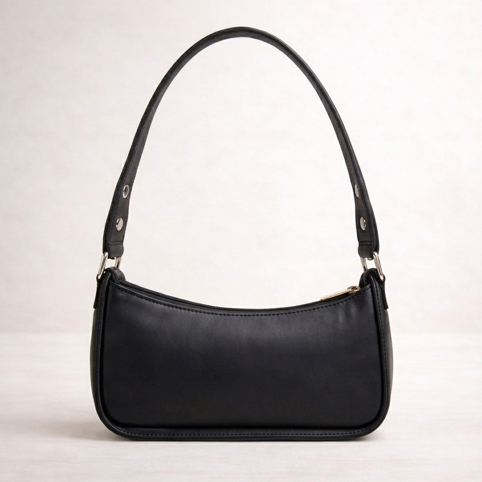 Jet Black Curve Shoulder Bag