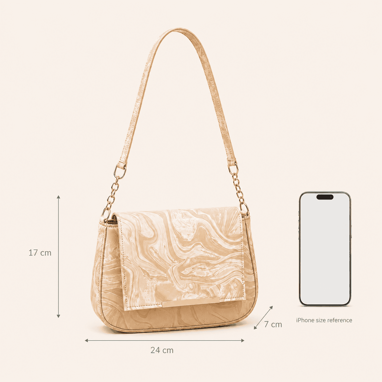 Beige Marble Shoulder Bag - PearMuse