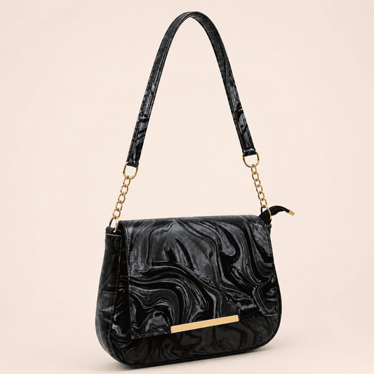 Black Marble Shoulder Bag - PearMuse