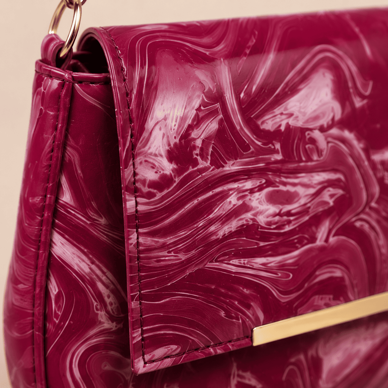 Burgundy Marble Shoulder Bag - PearMuse