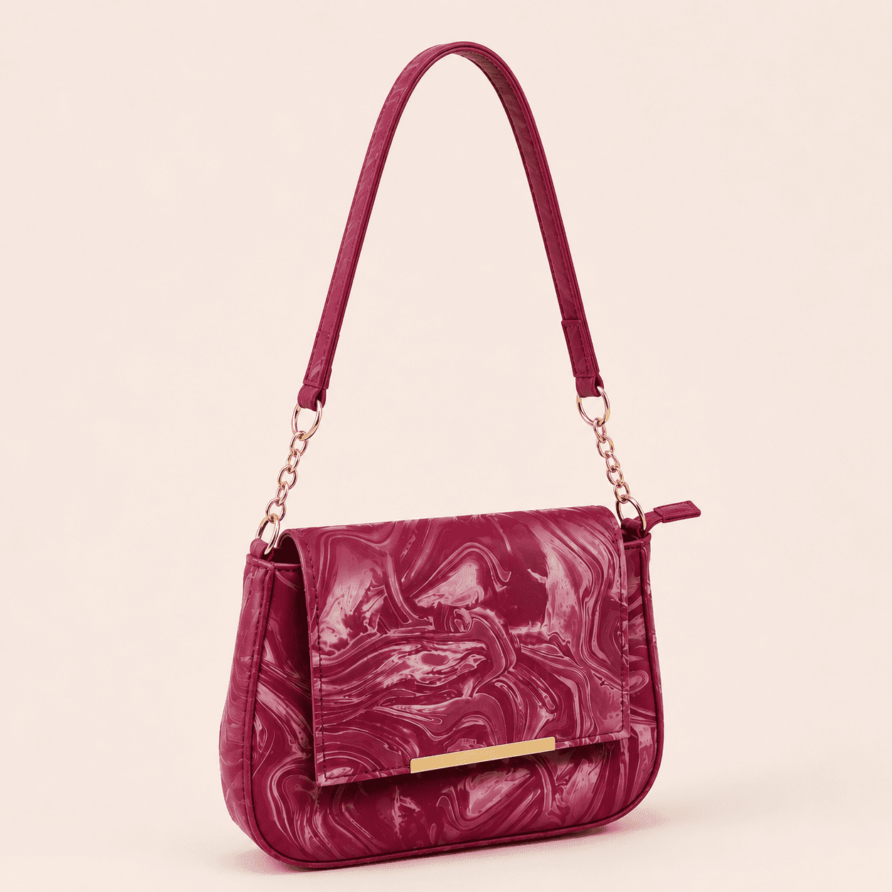 Burgundy Marble Shoulder Bag - PearMuse