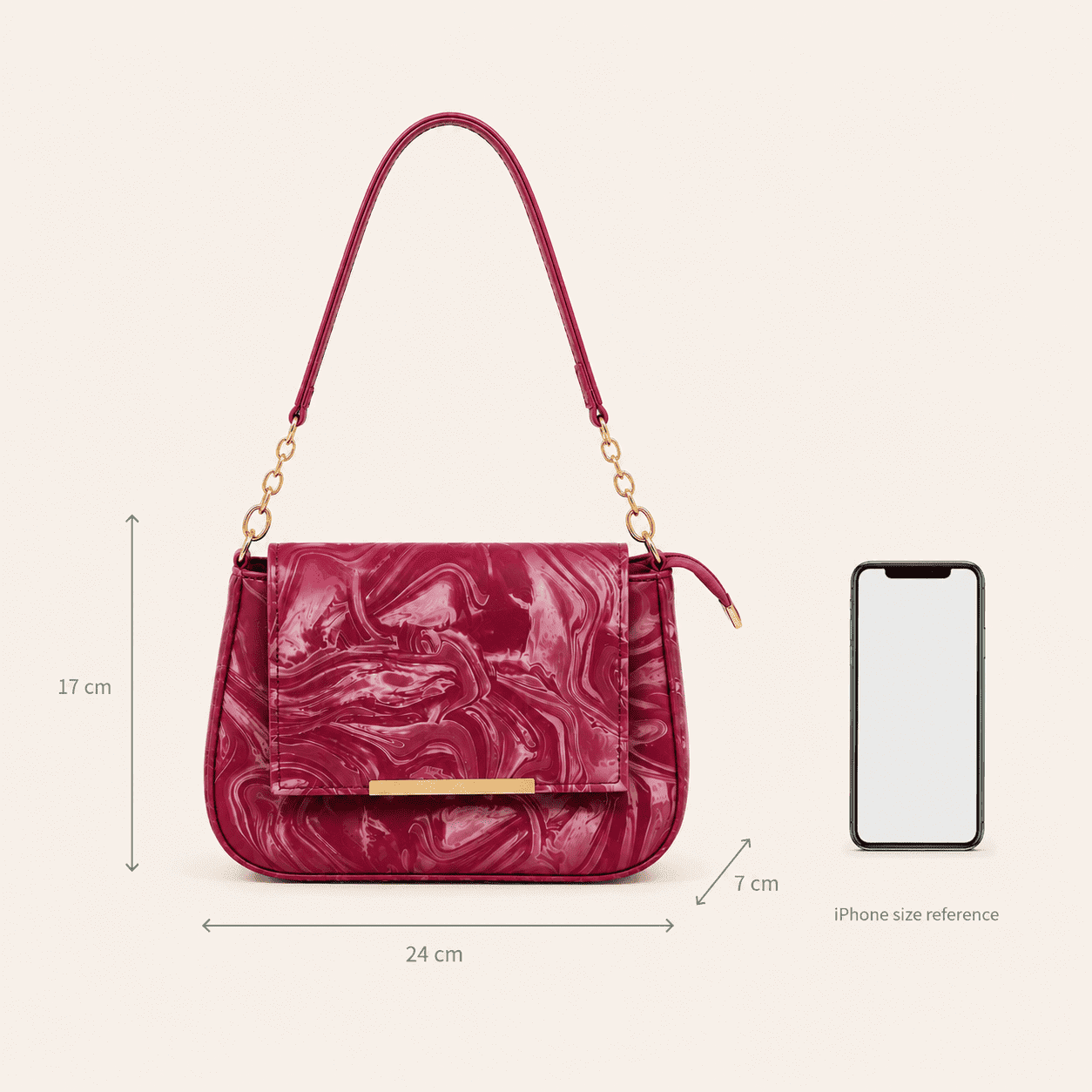 Burgundy Marble Shoulder Bag - PearMuse