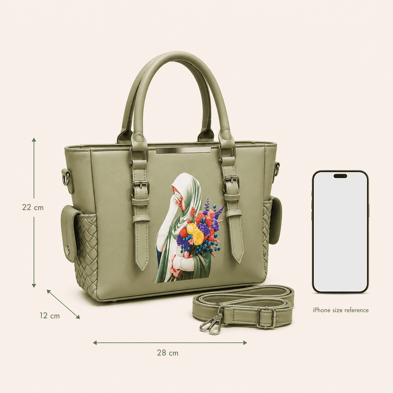 Green Graphic Tote Bag - PearMuse