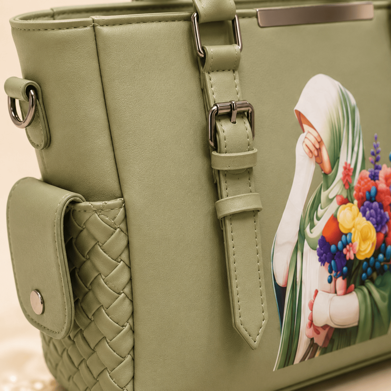 Green Graphic Tote Bag - PearMuse