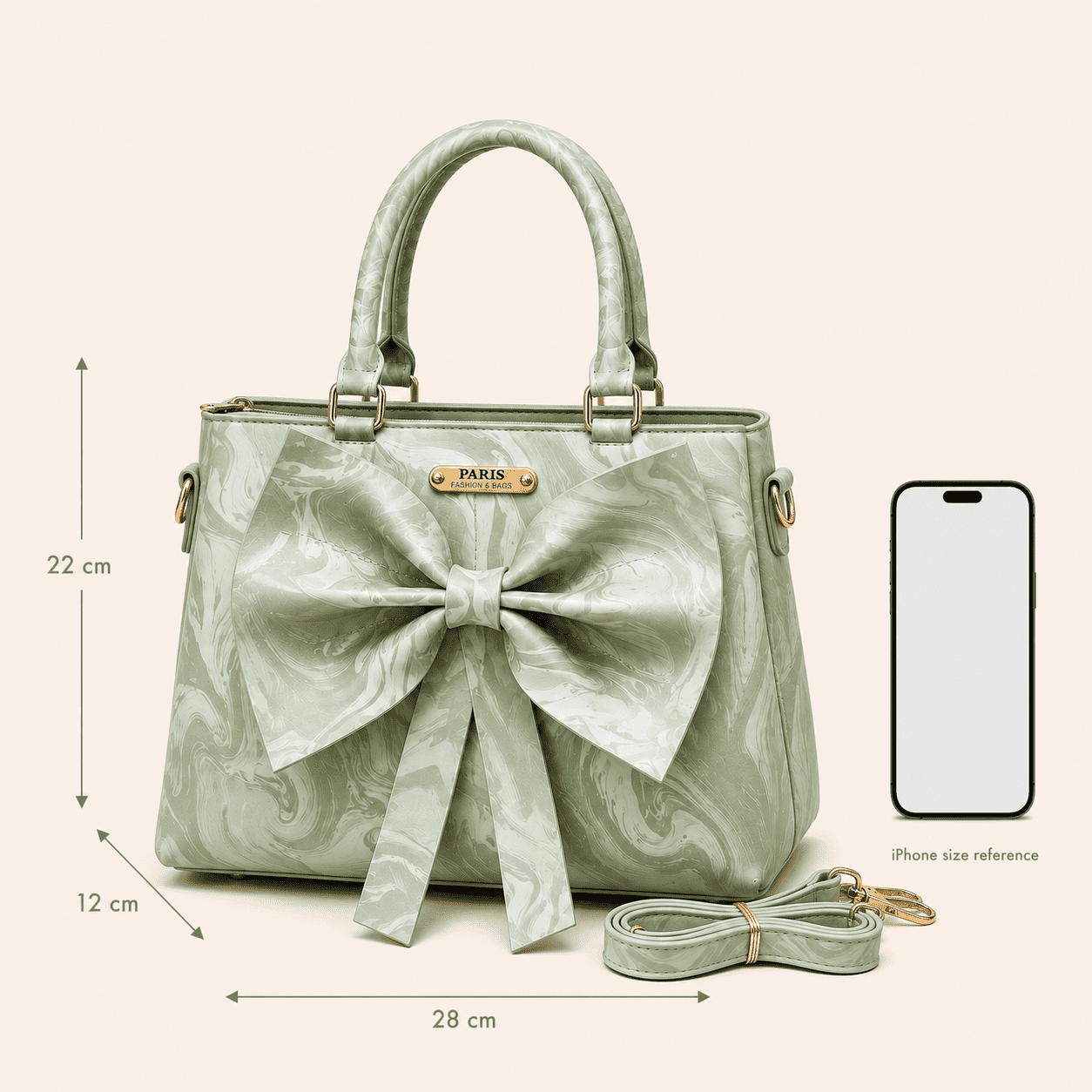 Green Marble Bow Handbag - PearMuse