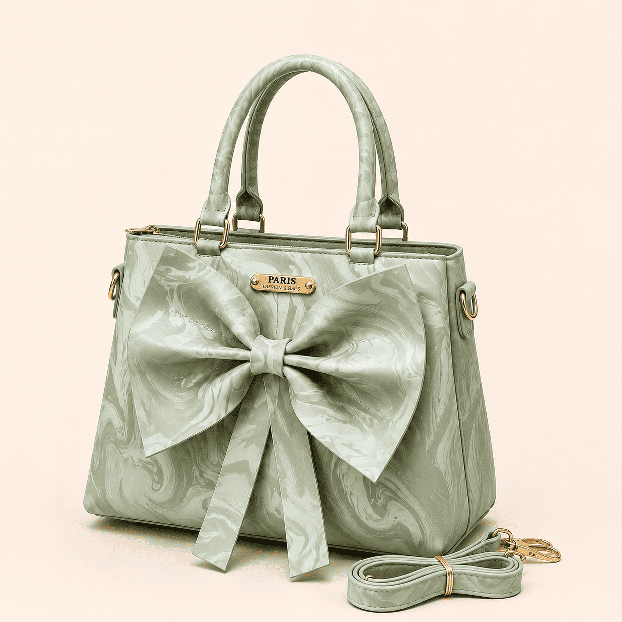 Green Marble Bow Handbag - PearMuse