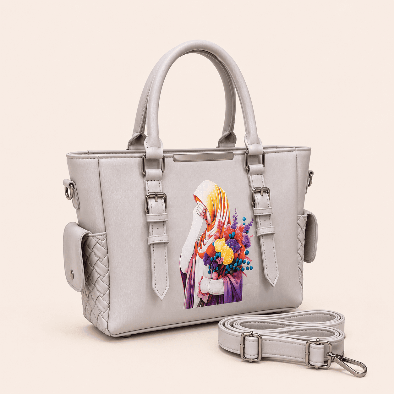 Grey Graphic Tote Bag - PearMuse