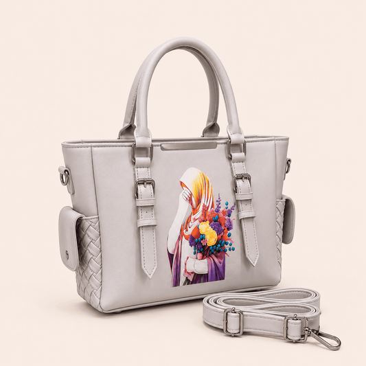 Grey Graphic Tote Bag - PearMuse