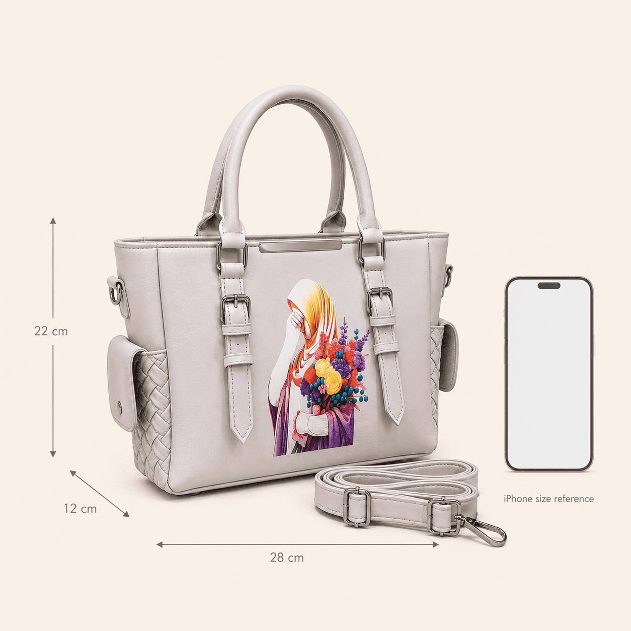 Grey Graphic Tote Bag - PearMuse