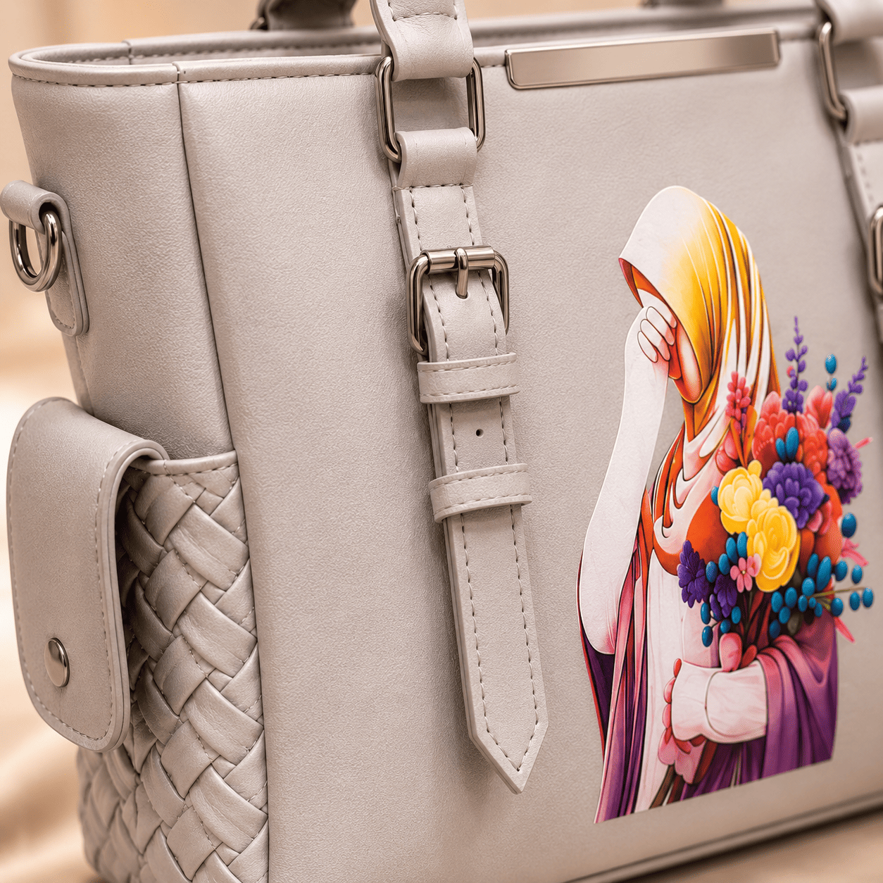 Grey Graphic Tote Bag - PearMuse