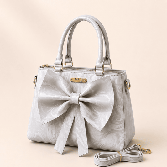 Grey Marble Bow Handbag - PearMuse