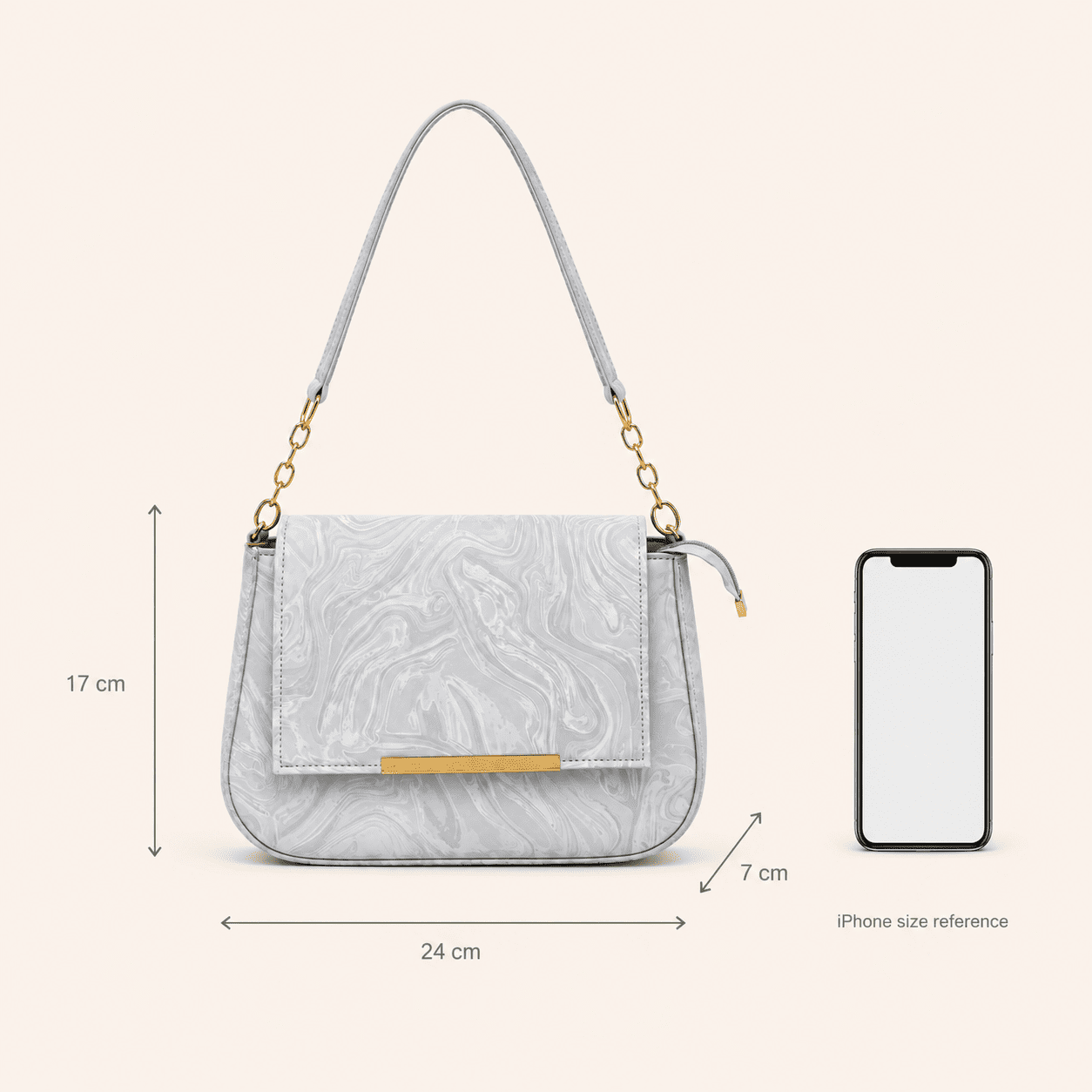 Grey Marble Shoulder Bag - PearMuse