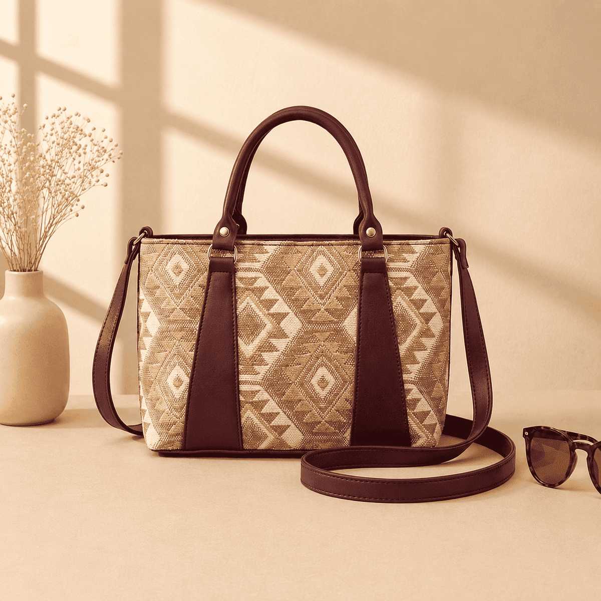 Maroon Aztec Tote - PearMuse