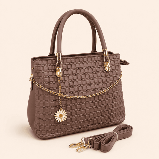 Mauve Woven Daisy Handbag - PearMuse