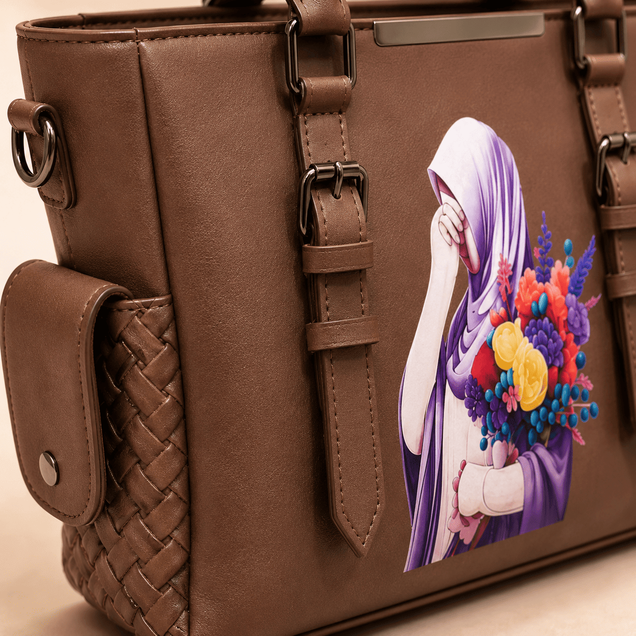 Mocha Graphic Tote Bag - PearMuse