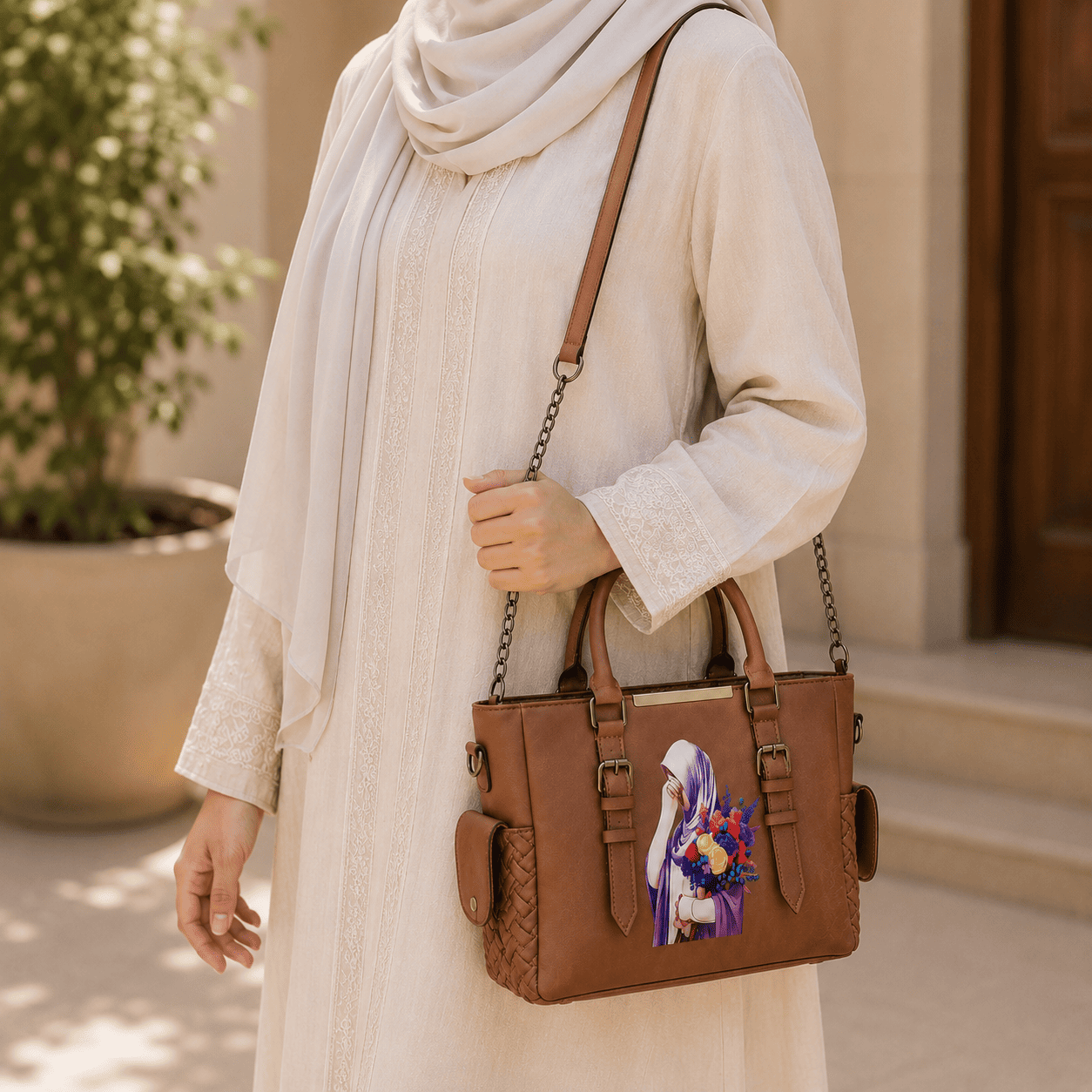 Mocha Graphic Tote Bag - PearMuse